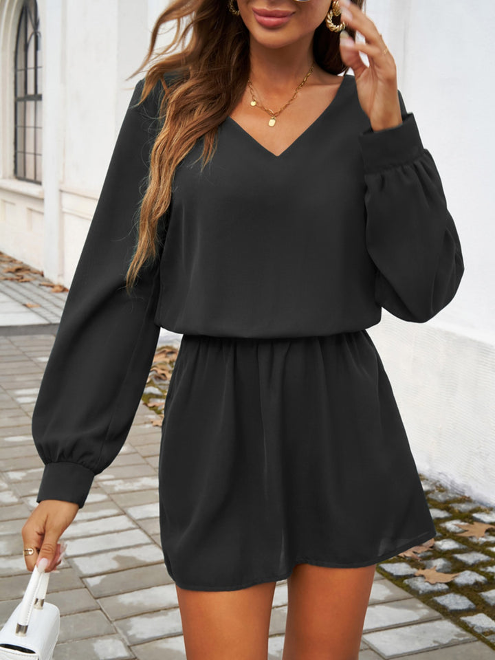 Cutout V-Neck Long Sleeve Mini Dress | Trendsi