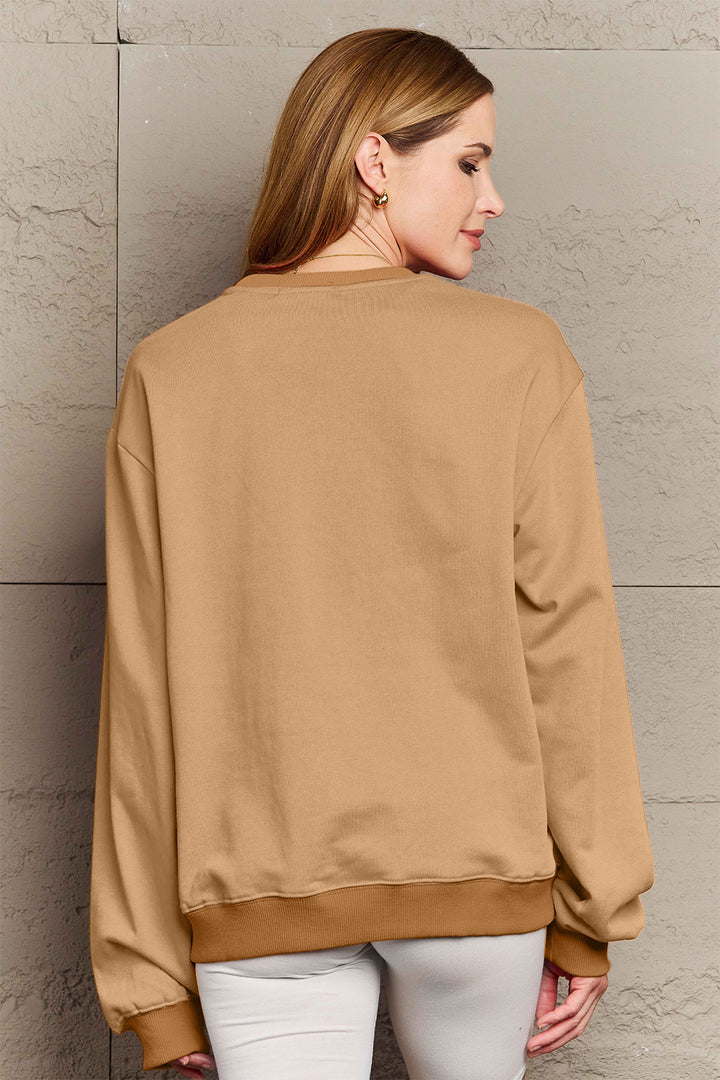 Simply Love Full Size LOVE Round Neck Sweatshirt | Trendsi