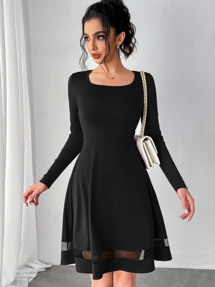 Square Neck Long Sleeve Mini Dress | Trendsi