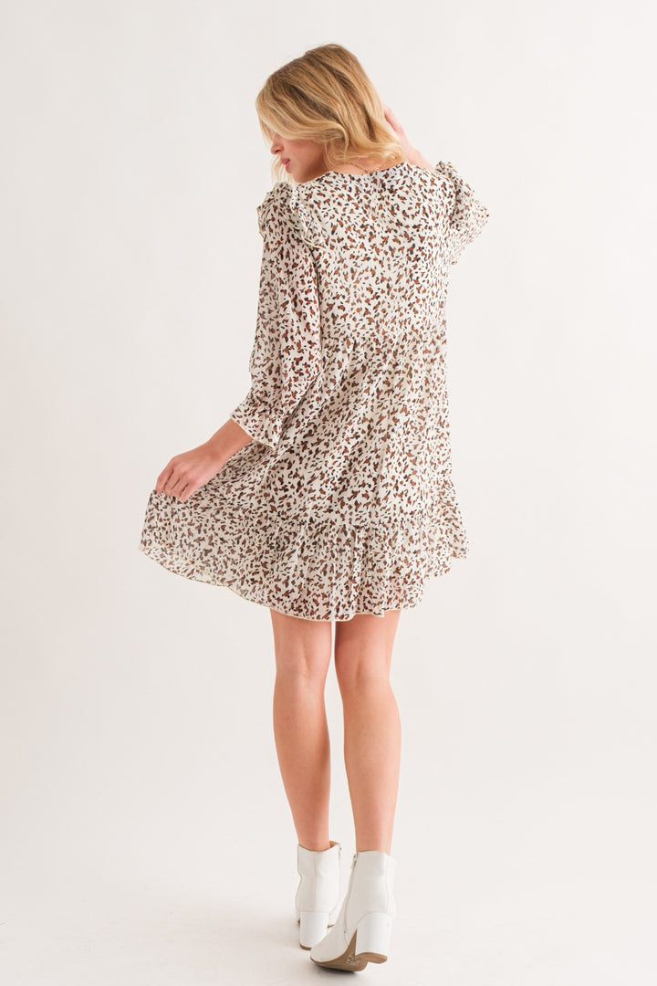 And The Why Leopard Ruffle Hem Woven Mini Dress | Trendsi