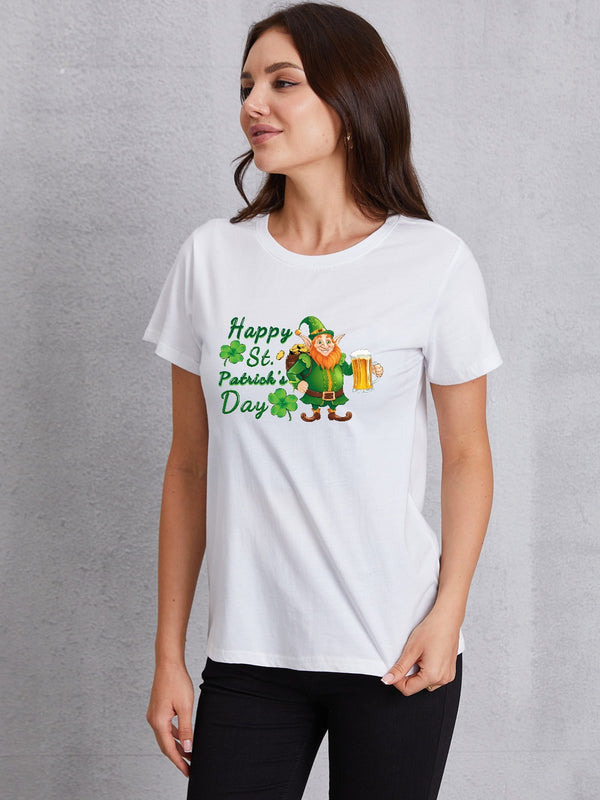 HAPPY ST. PATRICK'S DAY Round Neck T-Shirt | Trendsi