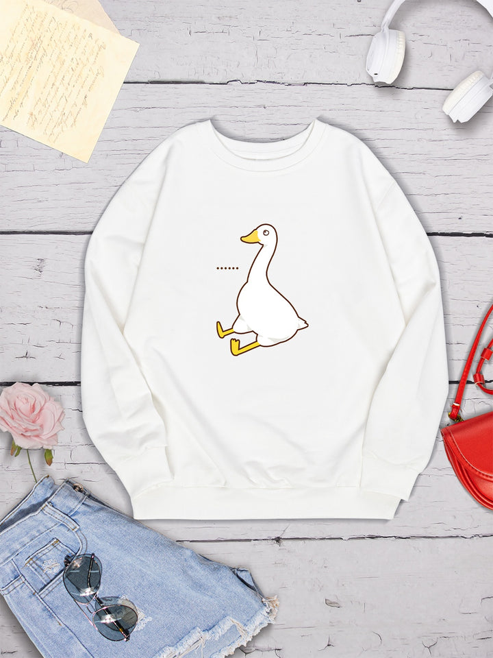 Goose Graphic Round Neck Sweatshirt | Trendsi