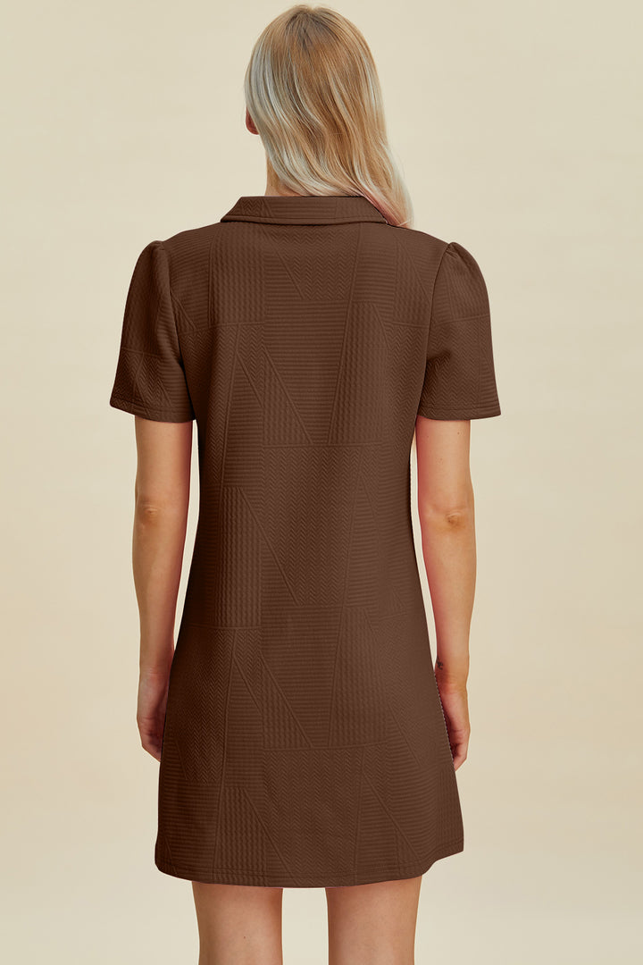 Double Take Full Size Texture Short Sleeve Dress | Trendsi