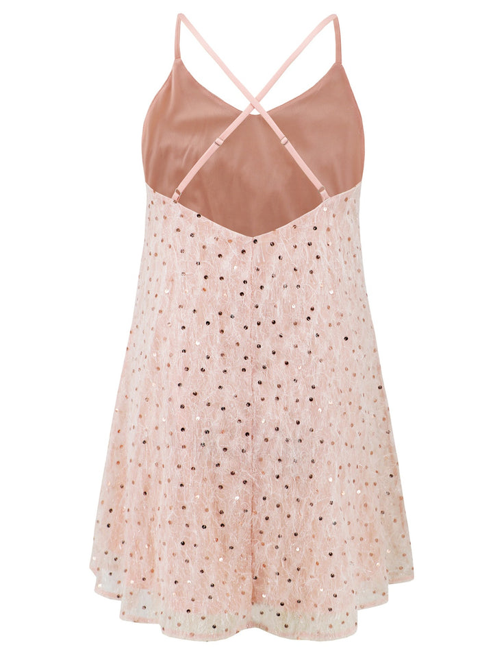 Sequin V-Neck Mini Cami Dress | Trendsi