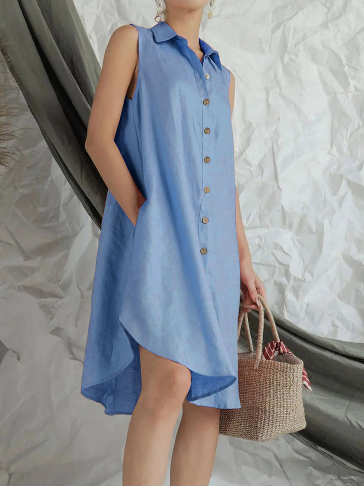 Button Up Sleeveless Shirt Dress | Trendsi