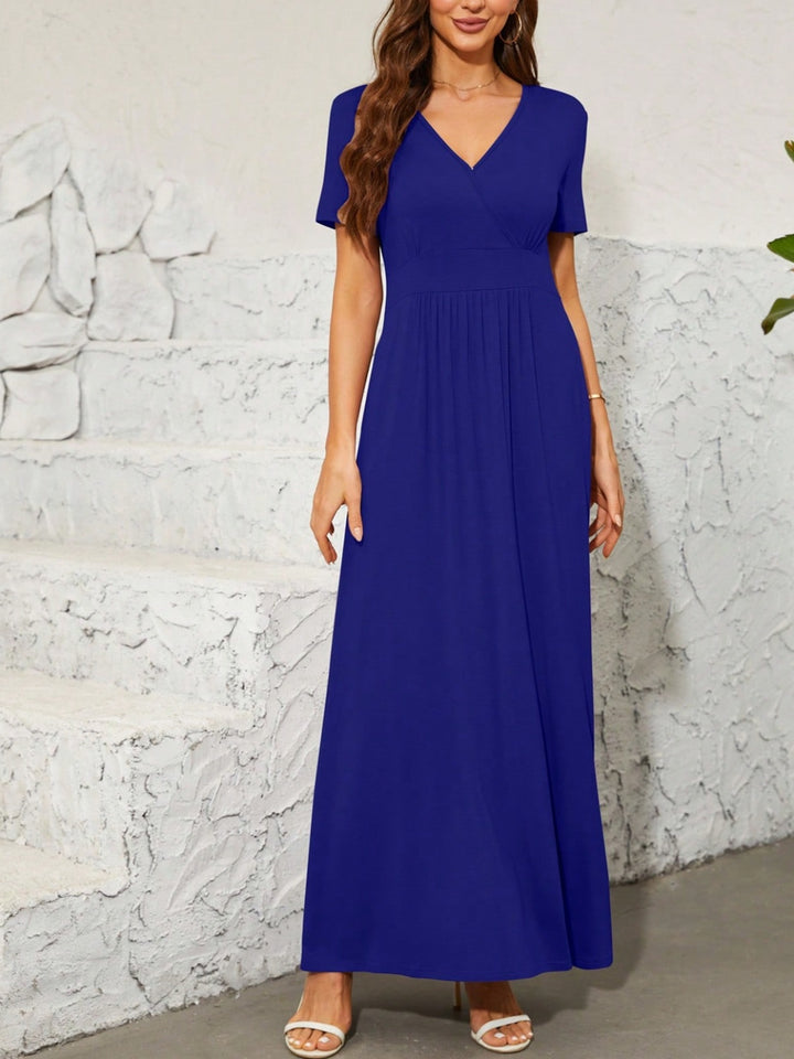 Surplice Short Sleeve Maxi Dress | Trendsi