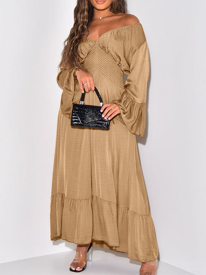 Smocked Flounce Sleeve Maxi Dress | Trendsi