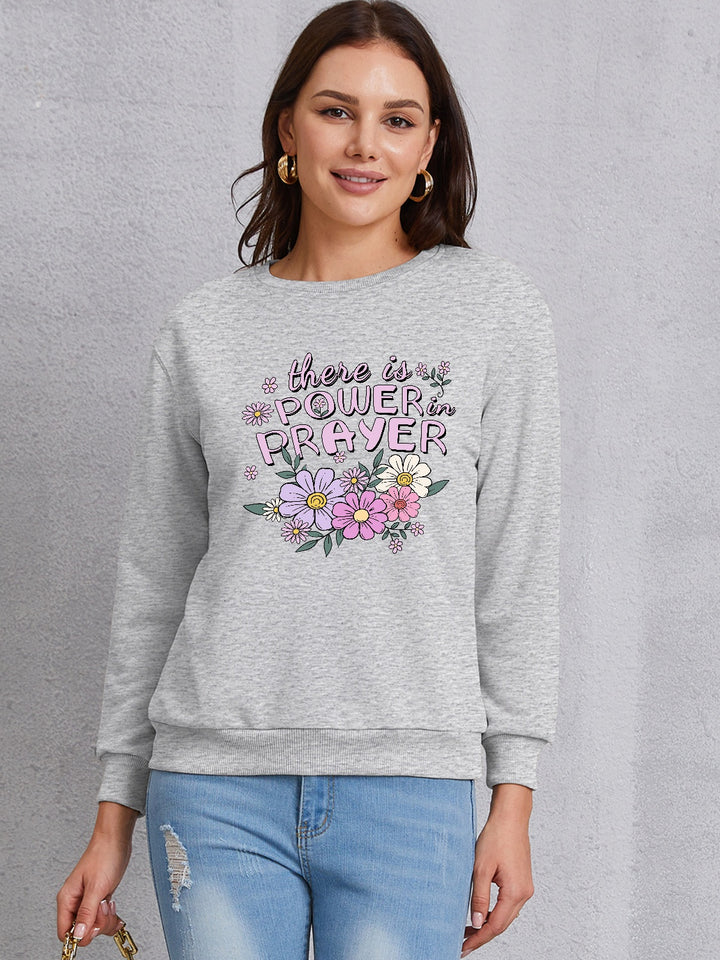 THERE IS POWER PRAYER Round Neck Sweatshirt | Trendsi