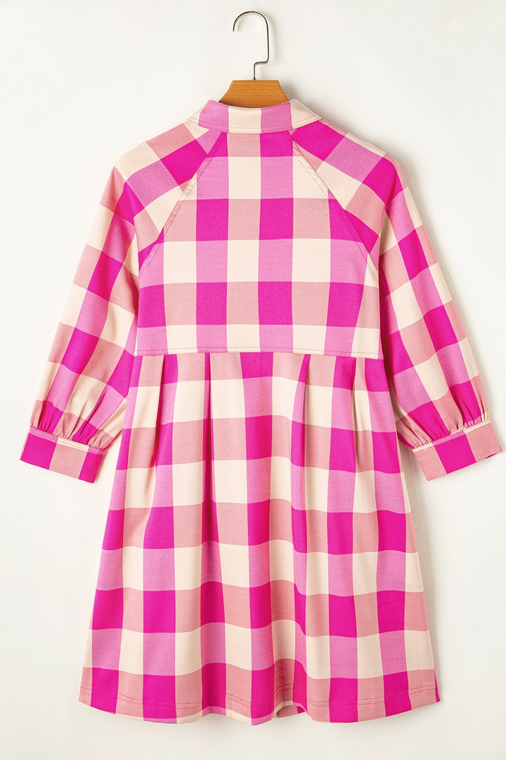 Plaid Button Up Long Sleeve Shirt Dress | Trendsi