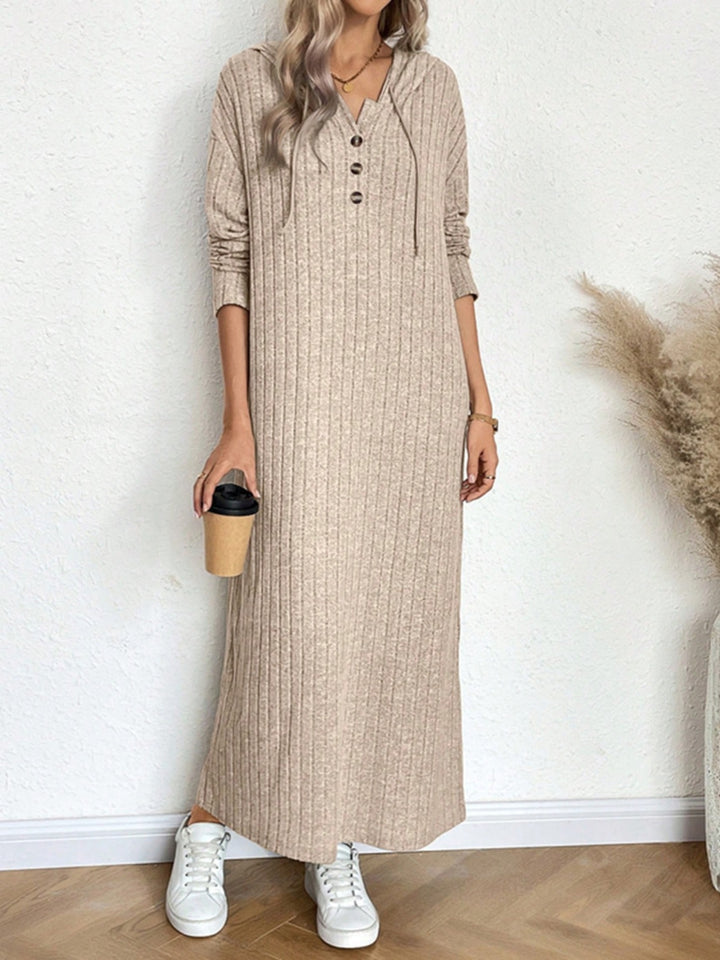 Drawstring Long Sleeve Hooded Dress | Trendsi