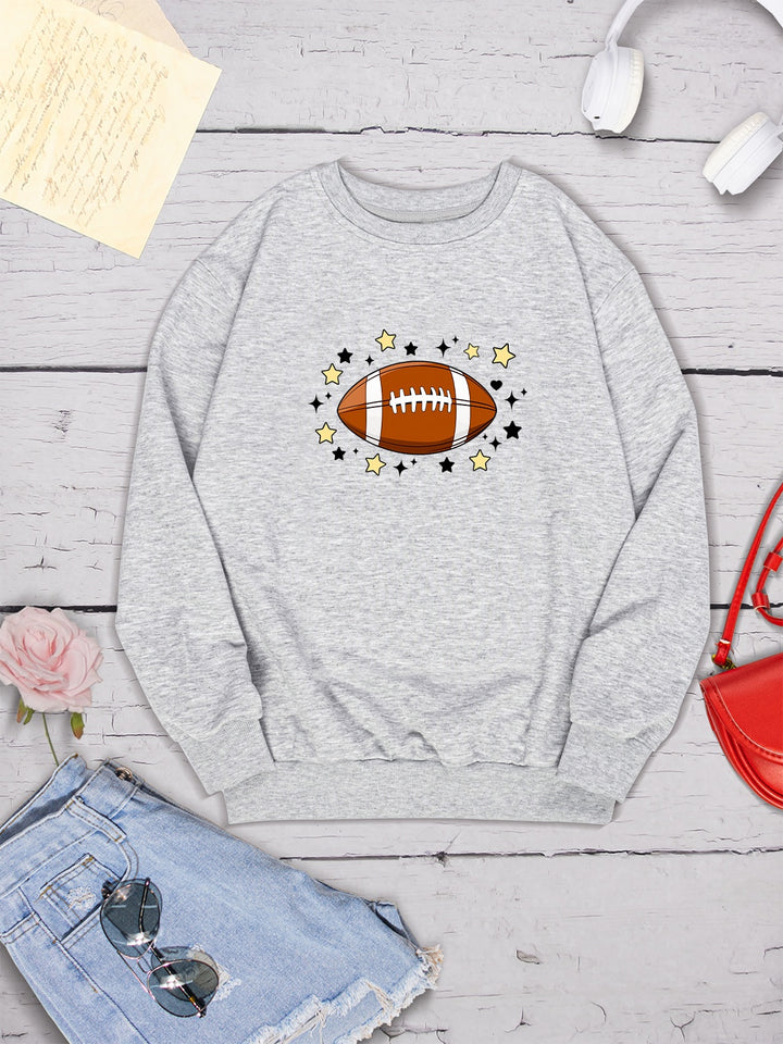 Football Graphic Round Neck Sweatshirt | Trendsi