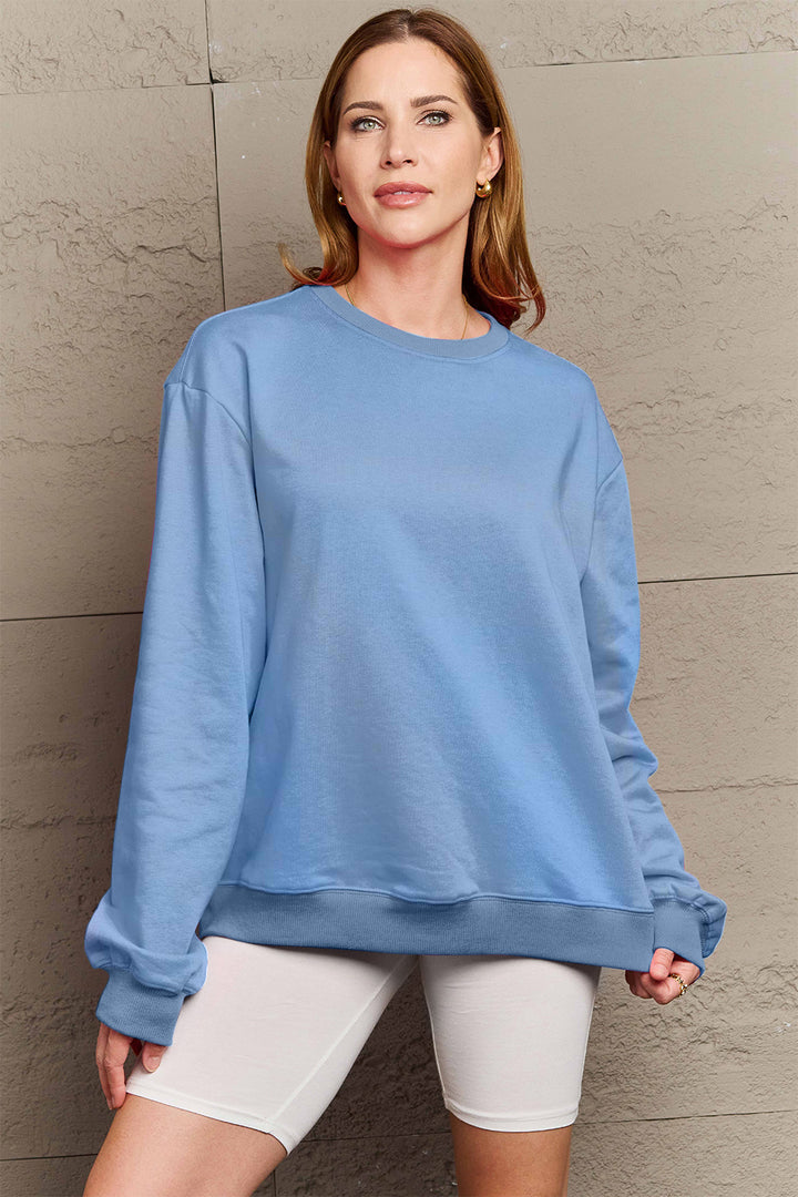 Simply Love Full Size ENJOY THE LITTLE THINGS Round Neck Sweatshirt | Trendsi