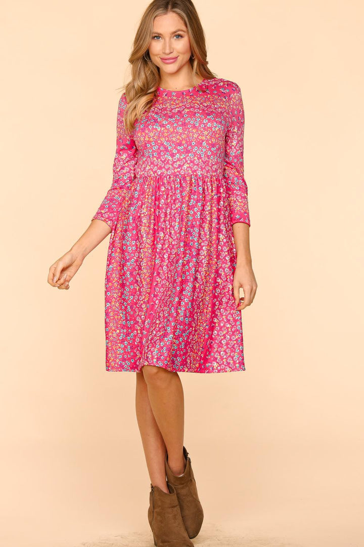 Haptics Round Neck Floral Dress with Pockets | Trendsi