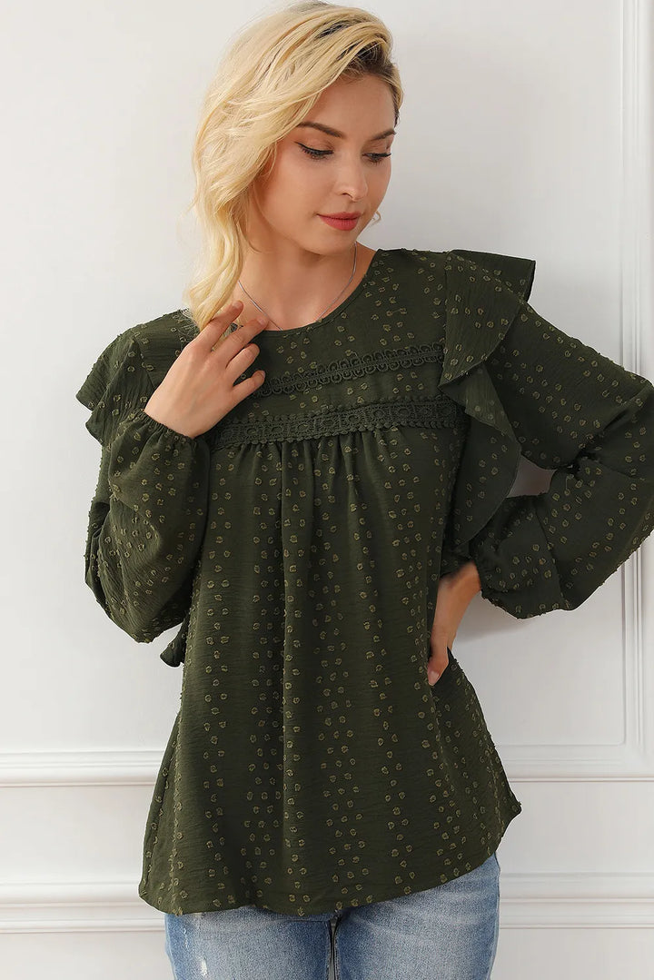 Round Neck Ruffled Blouse | Trendsi