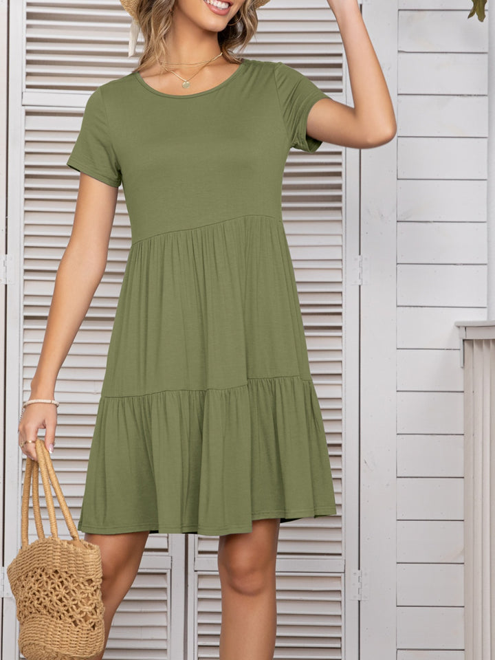 Round Neck Short Sleeve Mini Tee Dress | Trendsi