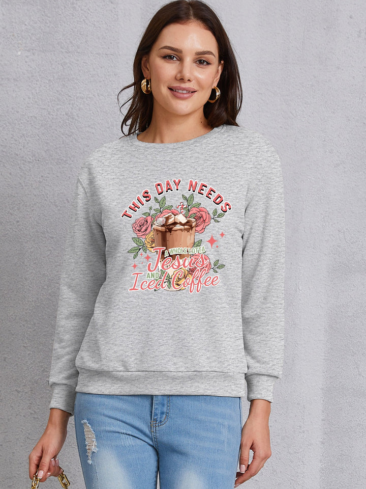 Letter Graphic Round Neck Sweatshirt | Trendsi