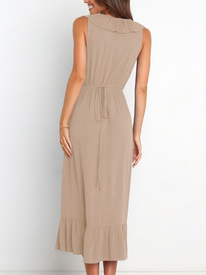 Ruffled Surplice Sleeveless Midi Dress | Trendsi