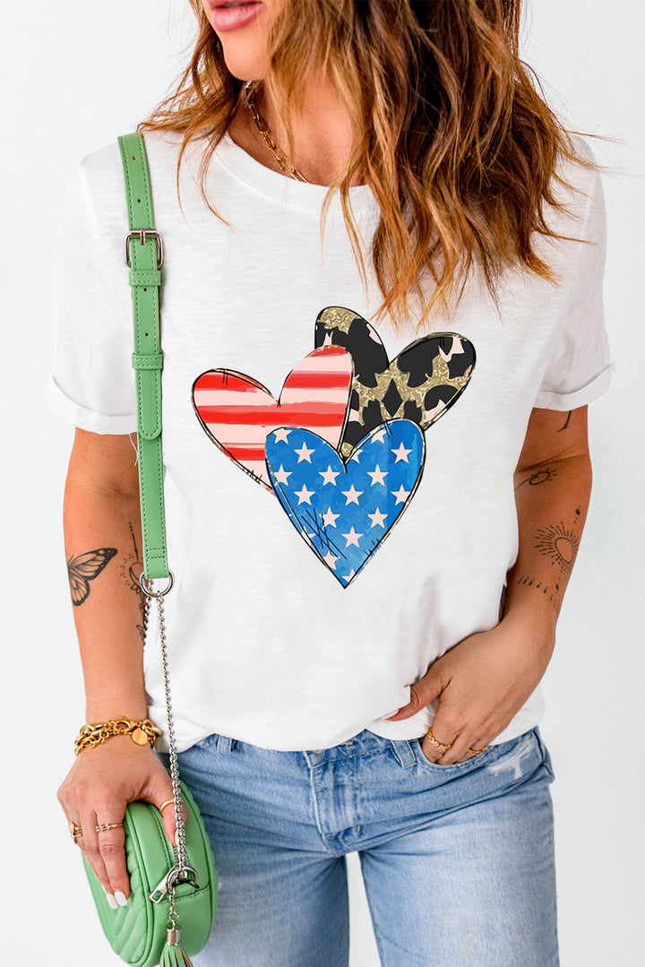 Heart Round Neck Short Sleeve T-Shirt | Trendsi