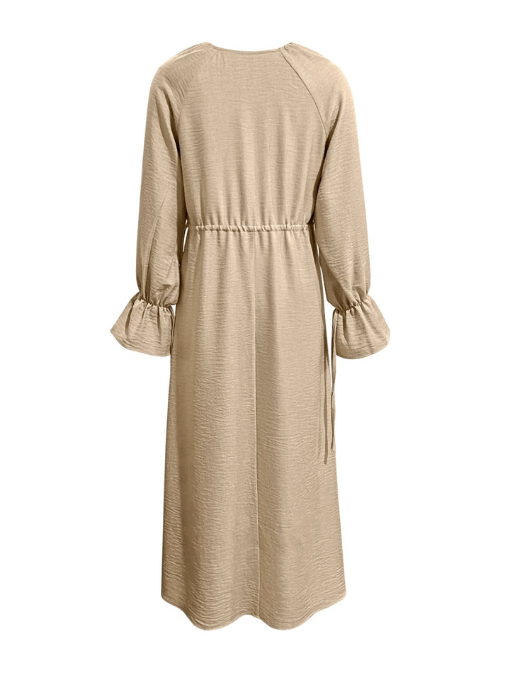 Tie Neck Flounce Sleeve Dress | Trendsi