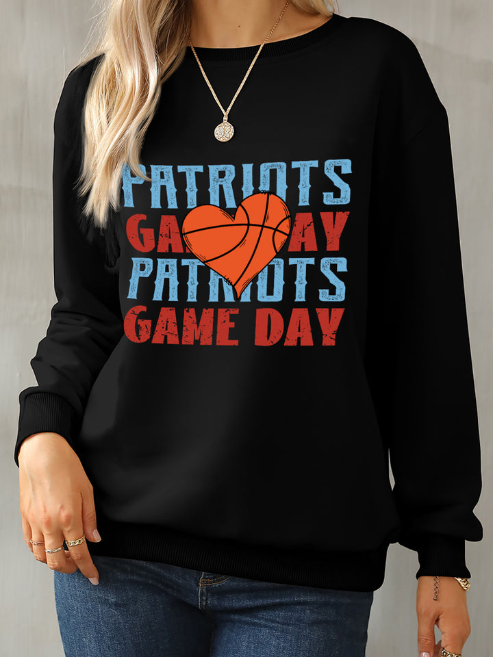 PATRIOTS GAME DAY Round Neck Dropped Shoulder Sweatshirt | Trendsi