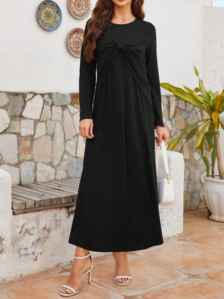 Twisted Round Neck Long Sleeve Dress | Trendsi