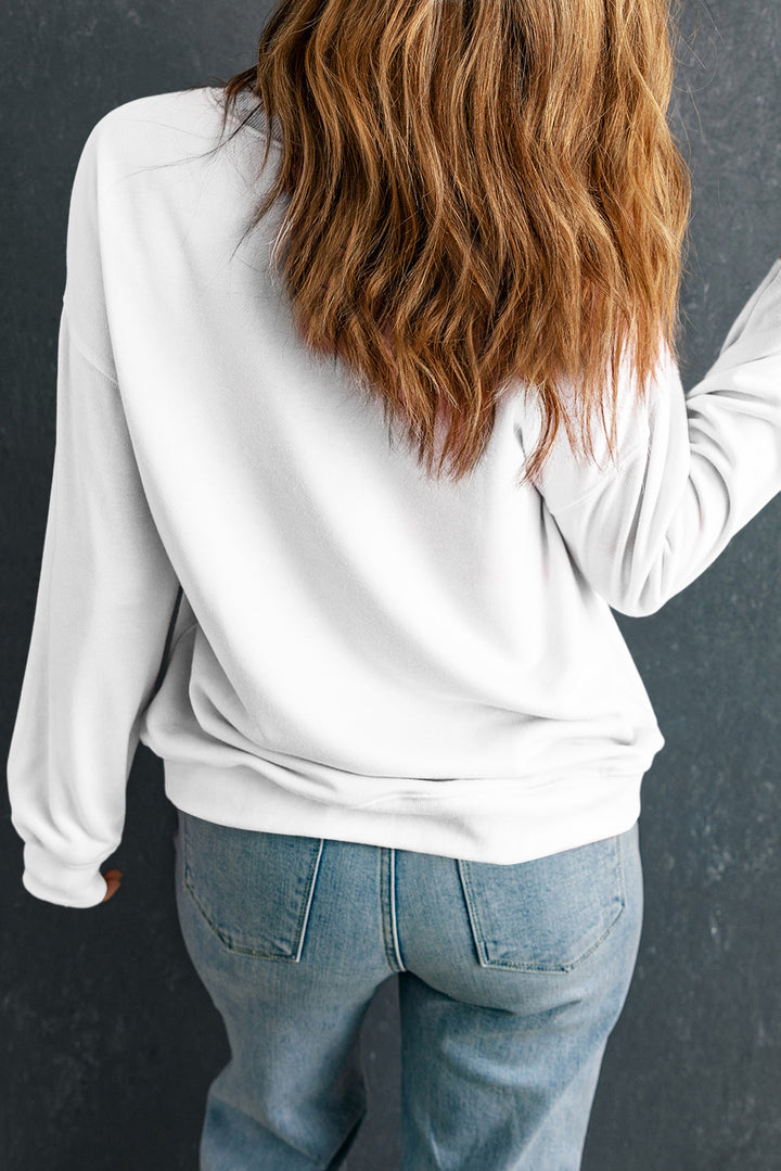 Letter Graphic Round Neck Long Sleeve Sweatshirt | Trendsi