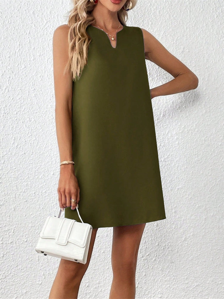 Notched Sleeveless Mini Tank Dress | Trendsi