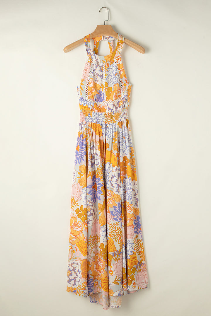 Tied Printed Grecian Sleeveless Maxi Dress | Trendsi