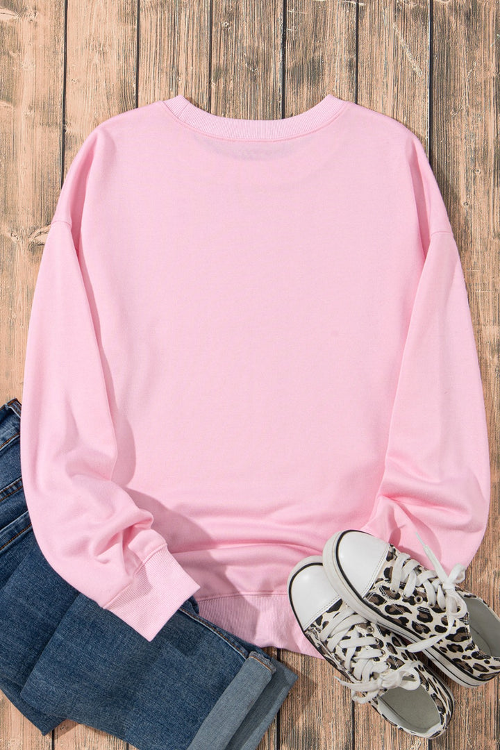 Bow Graphic Round Neck Long Sleeve Sweatshirt | Trendsi