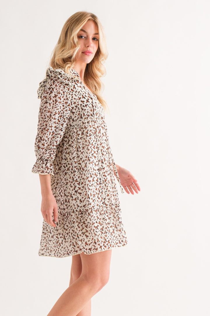 And The Why Leopard Ruffle Hem Woven Mini Dress | Trendsi