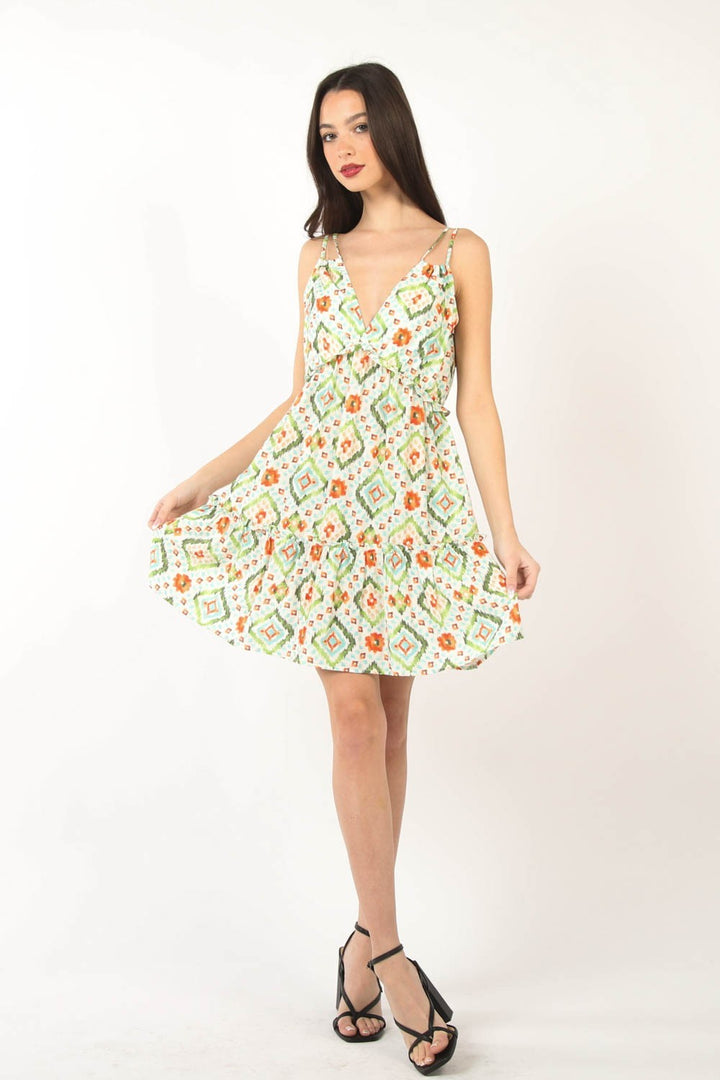 VERY J Floral Back Smocked Ruffled Mini Dress | Trendsi