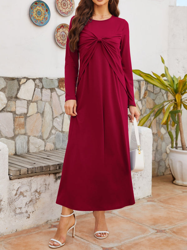 Twisted Round Neck Long Sleeve Dress | Trendsi