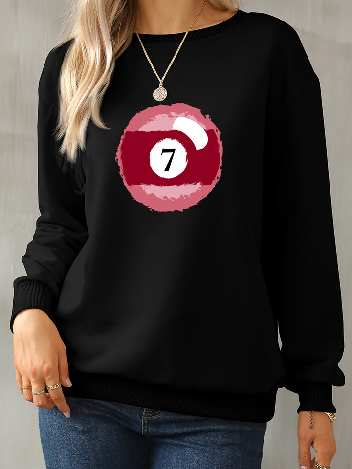 Billiard Graphic Round Neck Sweatshirt | Trendsi