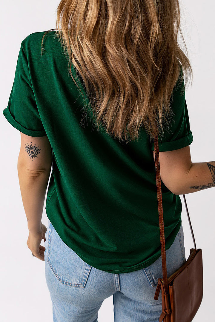 Lucky Clover Geometric Short Sleeve T-Shirt | Trendsi