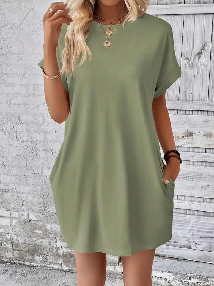 Round Neck Short Sleeve Mini Dress | Trendsi