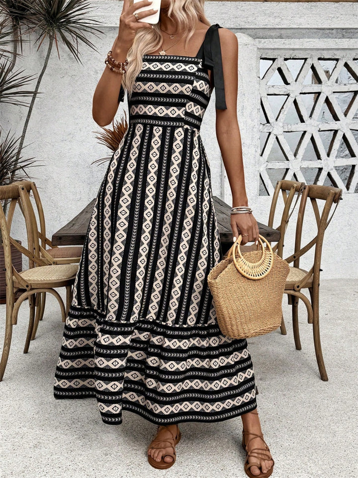 Printed Square Neck Maxi Cami Dress | Trendsi