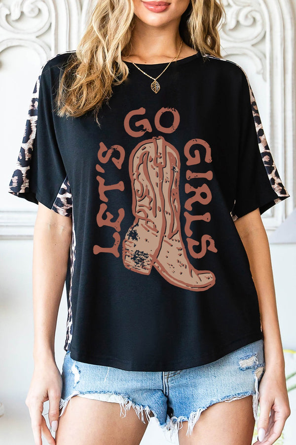 LET'S GO GIRLS Round Neck Short Sleeve T-Shirt | Trendsi