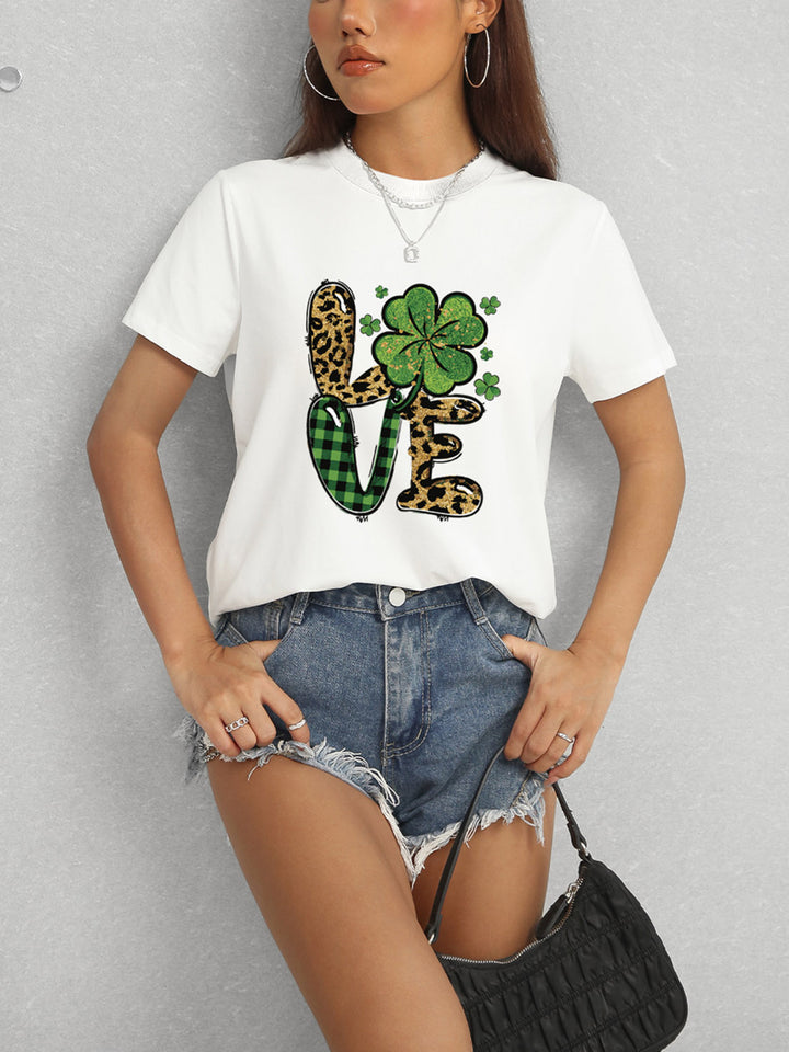 LOVE Round Neck Short Sleeve T-Shirt | Trendsi