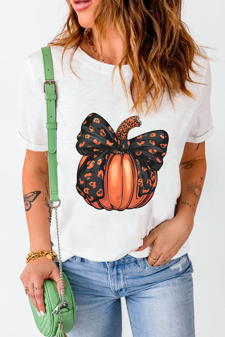 Pumpkin Round Neck Short Sleeve T-Shirt | Trendsi