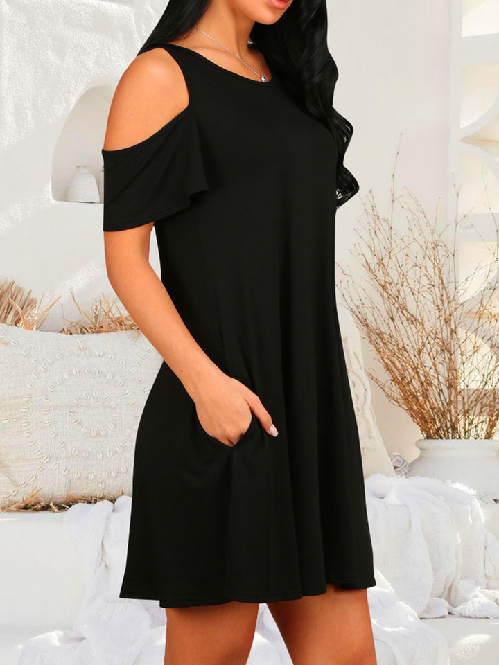 Round Neck Cold Shoulder Short Sleeve Dress | Trendsi