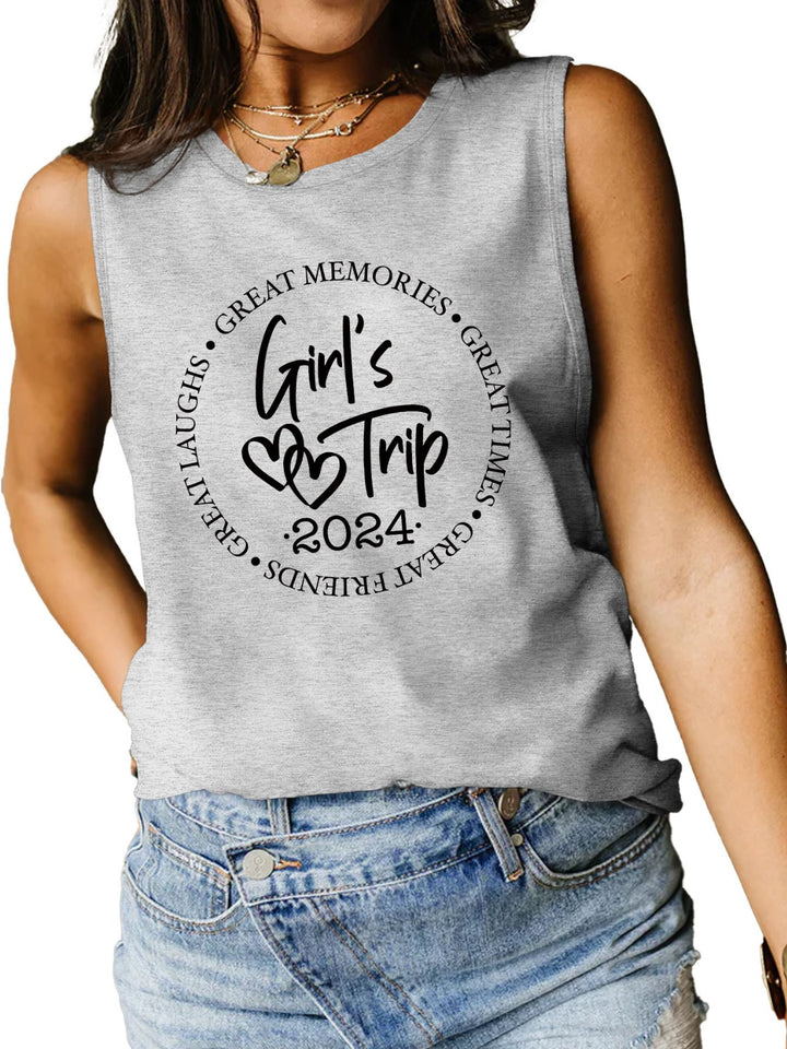 Letter Graphic Round Neck Tank | Trendsi