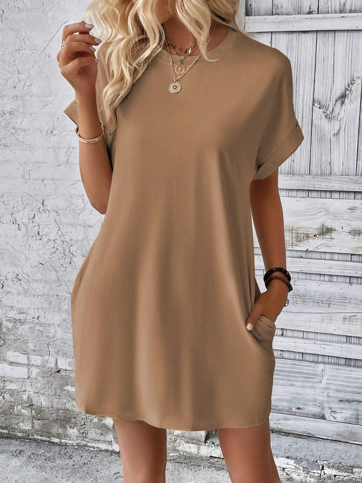 Round Neck Short Sleeve Mini Dress | Trendsi