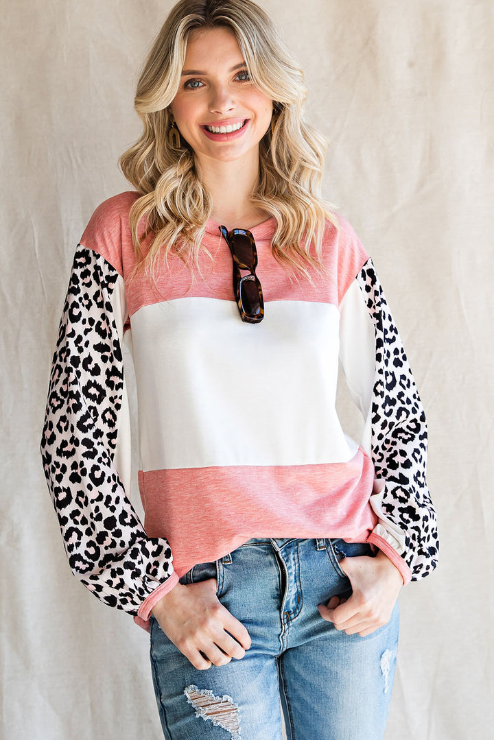 Leopard Color Block Top | Trendsi