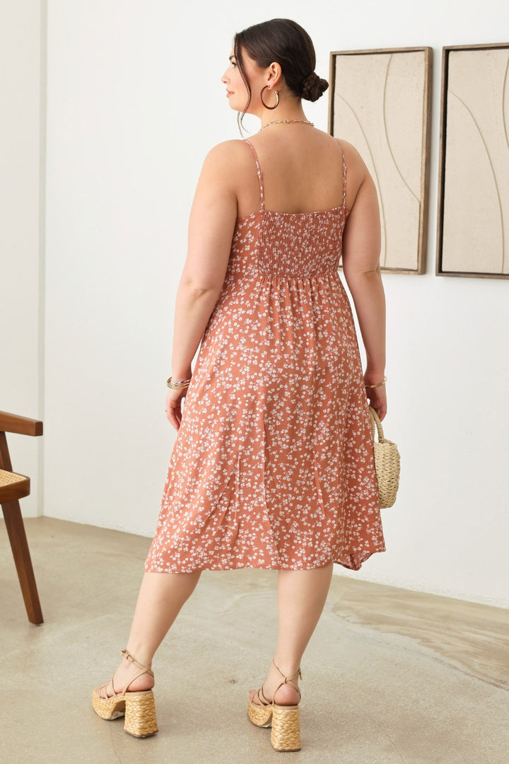 Zenobia Plus Size Cutout Floral Spaghetti Strap Dress | Trendsi