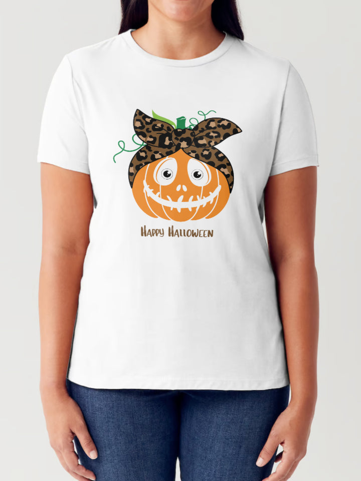 Simply Love Full Size HAPPY HALLOWEEN Pumpkin Graphic Short Sleeve Tubular T-Shirt | Trendsi