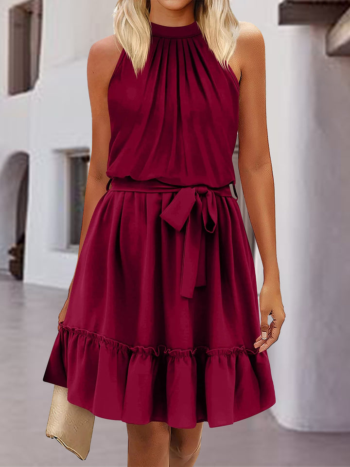 Frill Tied Mock Neck Sleeveless Dress | Trendsi