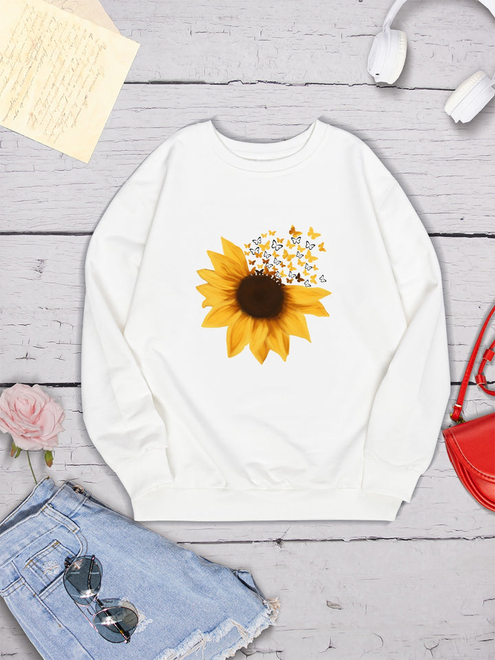 Sunflower Round Neck Dropped Shoulder Sweatshirt | Trendsi