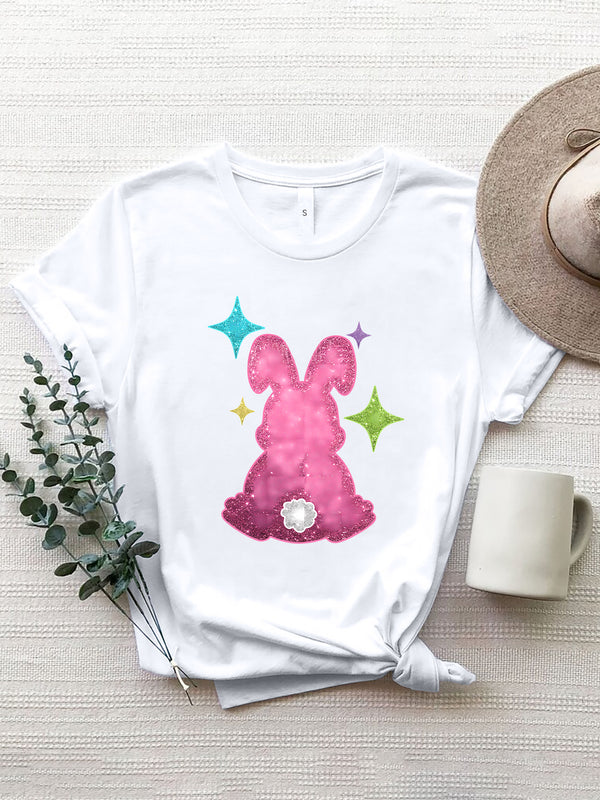 Rabbit Round Neck Short Sleeve T-Shirt | Trendsi