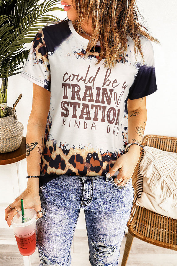 COULD BE A TRAIN STATION KINDA DAY Round Neck T-Shirt | Trendsi
