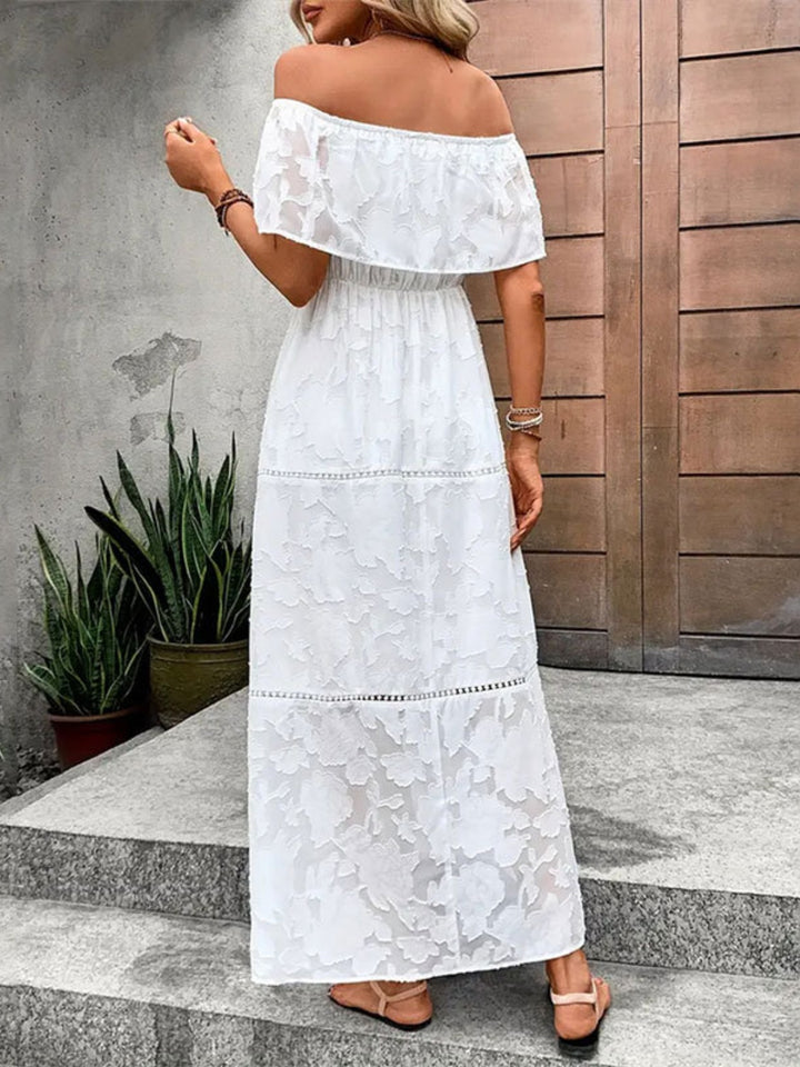 Off-Shoulder Short Sleeve Maxi Dress | Trendsi